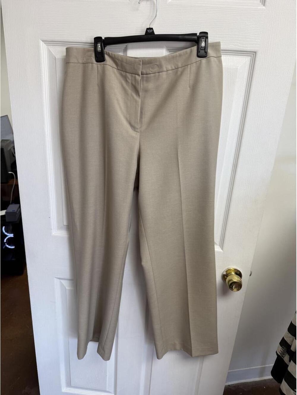 Vintage Kasper Petites Beige/Tan Dress Pants Size 12P Straight Leg Trousers